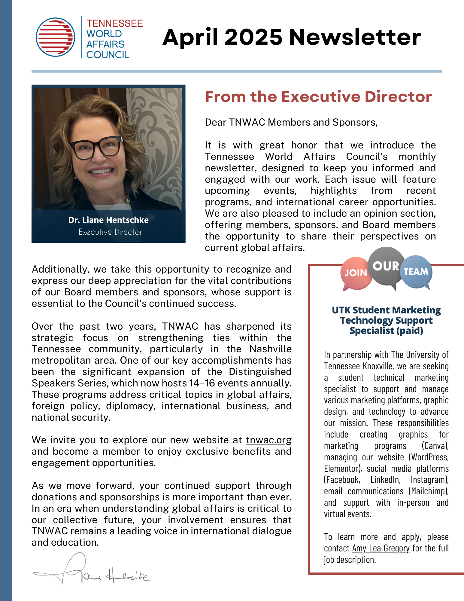 Introducing the Tennessee World Affairs Council’s monthly newsletter, designed to keep you informed and engaged with our work!