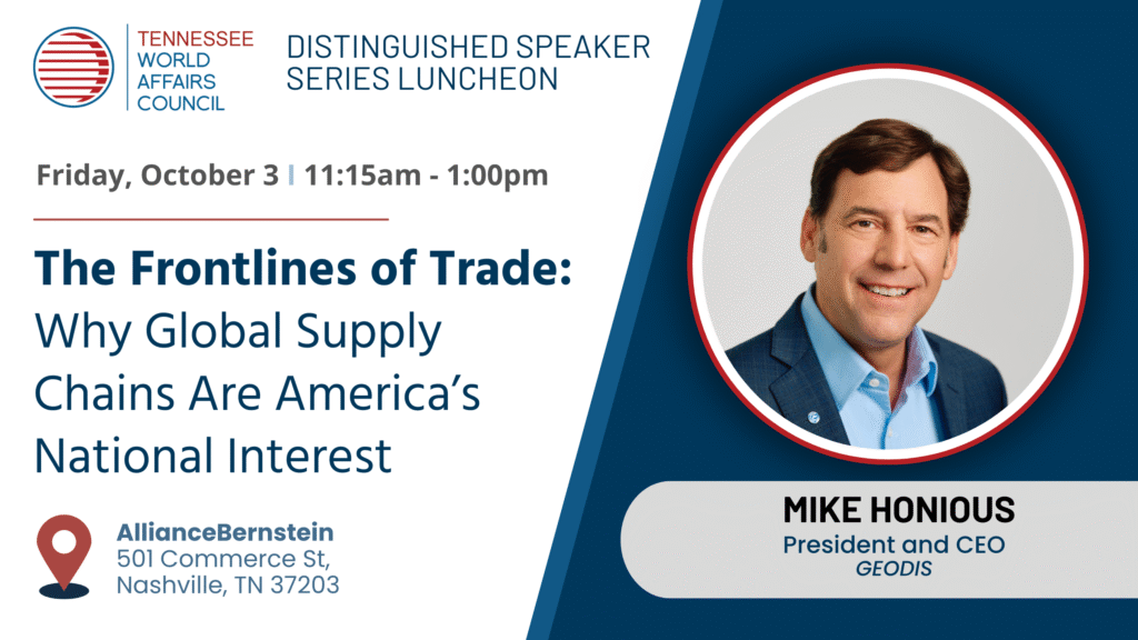 The Frontlines of Trade’ event featuring Mike Honious, President and CEO of GEODIS’ Americas region, will be speaking on global trade policy and international commerce at AllianceBernstein in Nashville, Tennessee